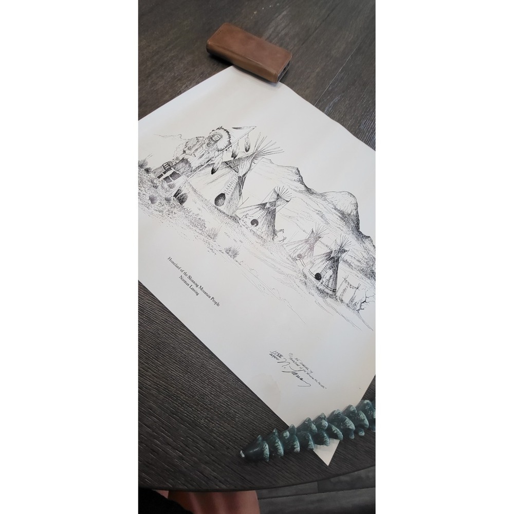 Vtg Norman Lansing UTE Native‎ American Planograph Print Signed 1991